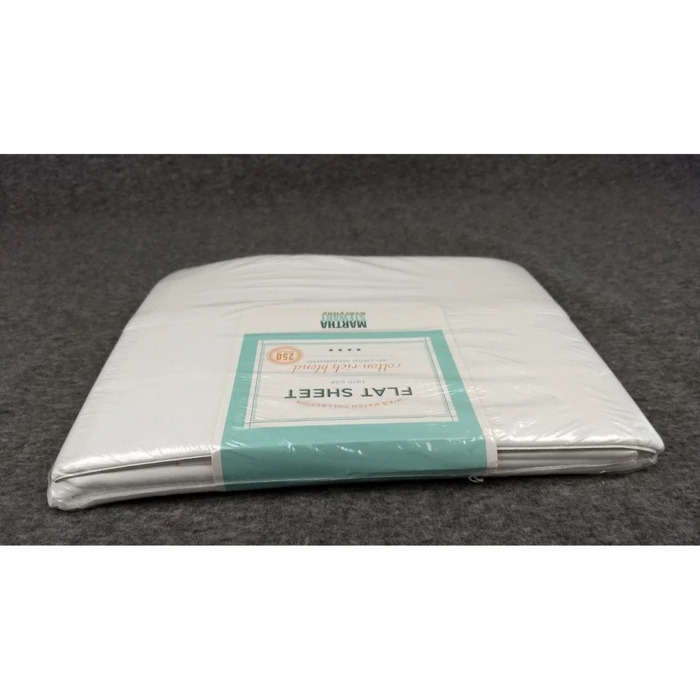 Martha Stewart Everyday Twin Flat Sheet 250TC White Cotton Blend Mix & Match NEW